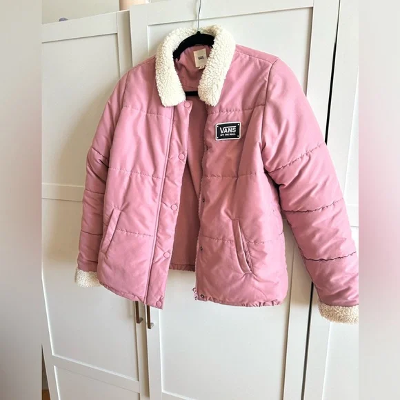 Vans Fawner Puffer Jacket/Sherpa Collar - Light Pink - XS - Picture 2 of 8
